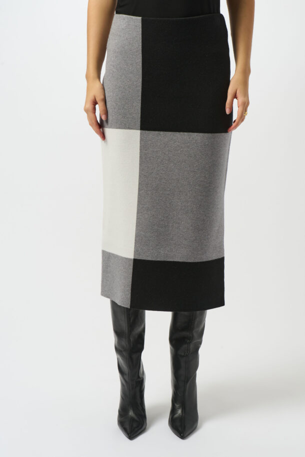 Joseph Ribkoff Sweater Skirt 253908 - Black/Grey/Vanilla